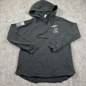 NINE LINE APPAREL Women’s Black V-Neck Hooded Sweatshirt “Grit + Grace” Small